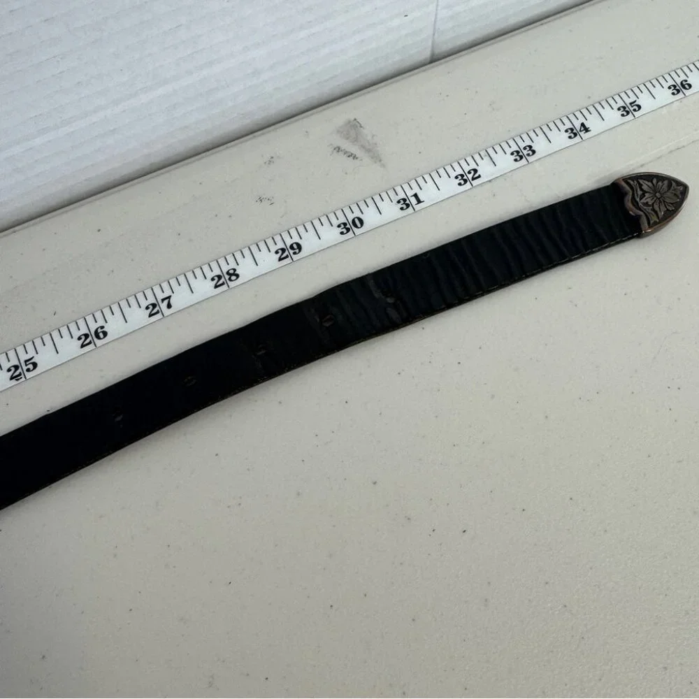 Vintage Johnny Goods Western Handcrafted Boho Leather Black Belt - Picture 7 of 10